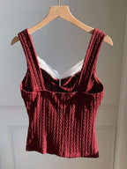 Y2K Lace Bow Patchwork Vest – Women’s Summer Versatile Top