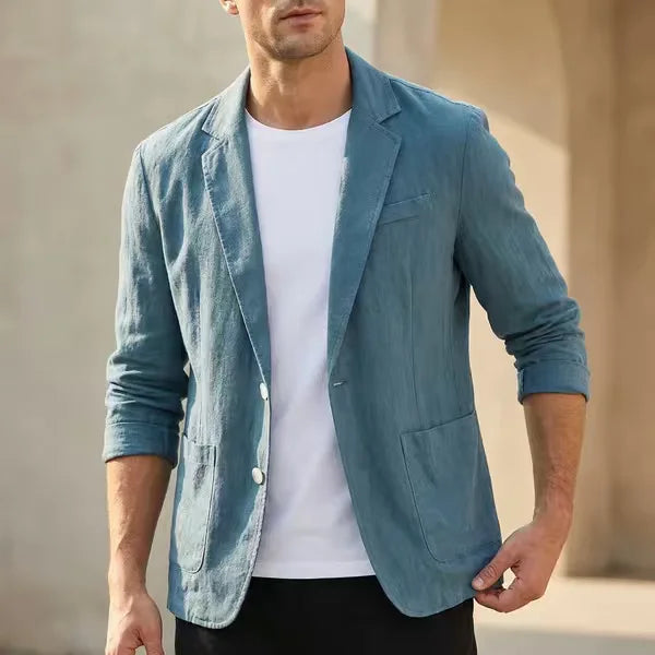 Men’s Cotton Blazer – Lightweight Black Summer Business Jacket