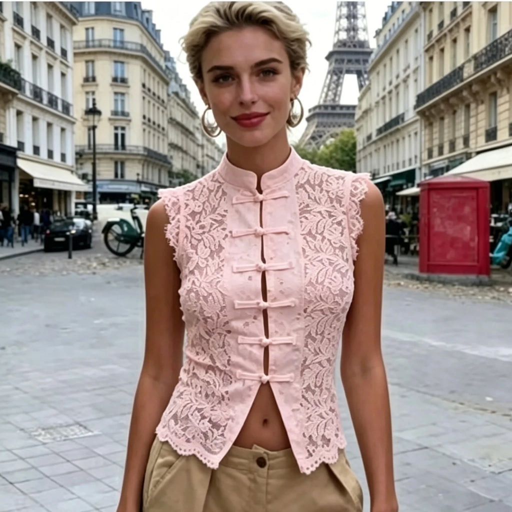 Lace Crop Vest – Women’s Sleeveless Summer Top
