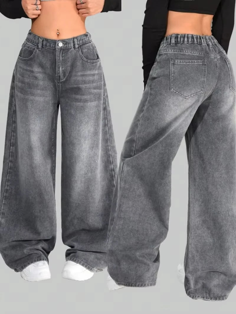 Men’s Gothic Washed Wide Leg Jeans – Vintage Baggy Streetwear Pants