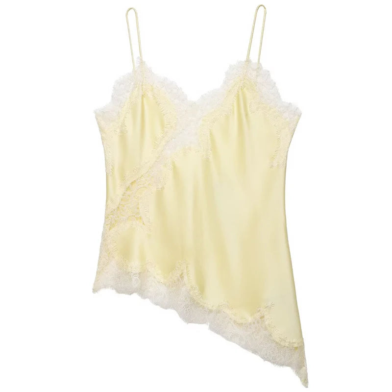 Asymmetrical Lace Slip Top – Women’s Y2K Backless Camisole