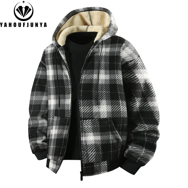 Men’s Fleece Hooded Windbreaker – Warm Casual Outdoor Jacket