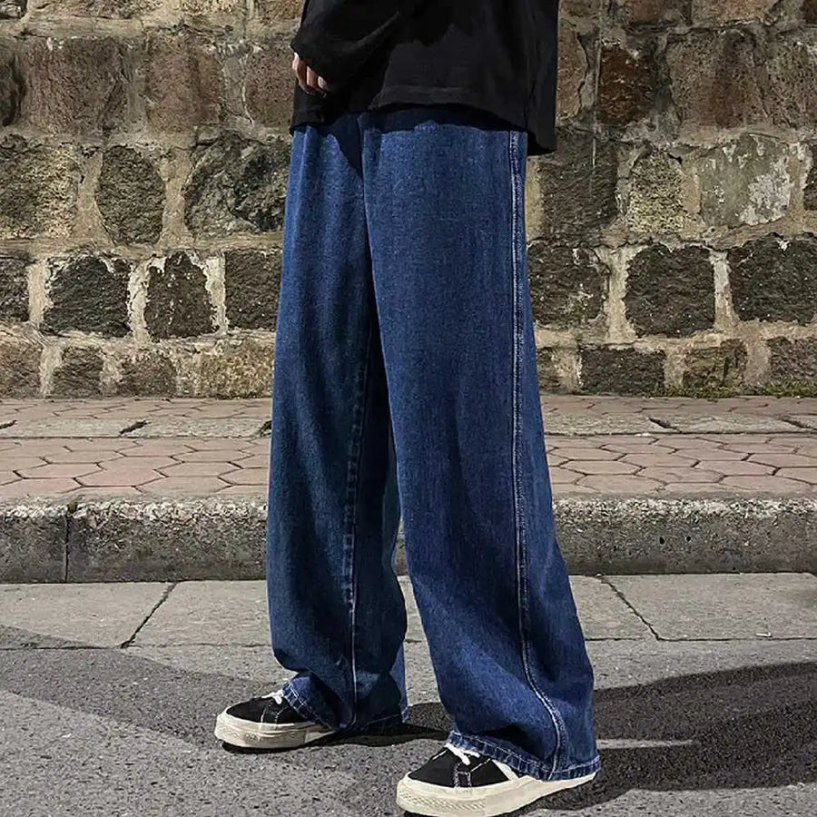 Men’s Vintage Wide Leg Drape Jeans – Loose Fit Streetwear Pants