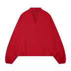 Women’s Red Pilot Jacket – Loose Fit Autumn Chic Outerwear