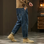Men’s Cotton Baggy Jeans – Loose Harem Fit Casual Denim Pants