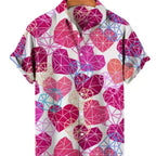 Men’s Cat Print Button-Up Shirt – Oversized Short Sleeve Summer Hawaiian Top