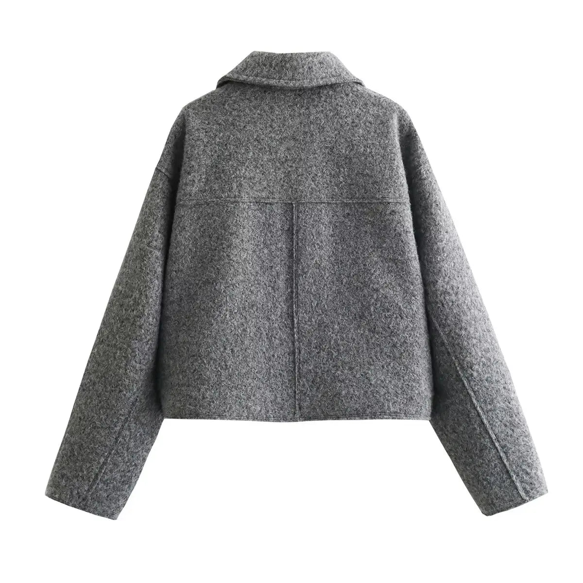 Women’s Tweed Cropped Bomber Jacket – Zip-Up Long Sleeve Outerwear