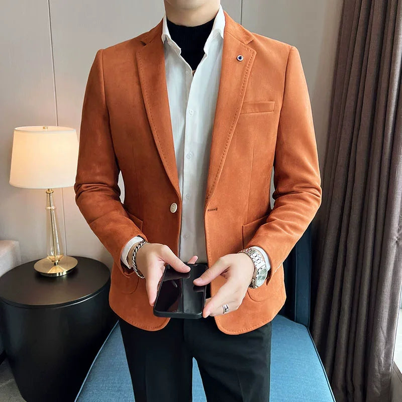 Men’s Slim Fit Velvet Blazer – Elegant Business & Wedding Suit Jacket