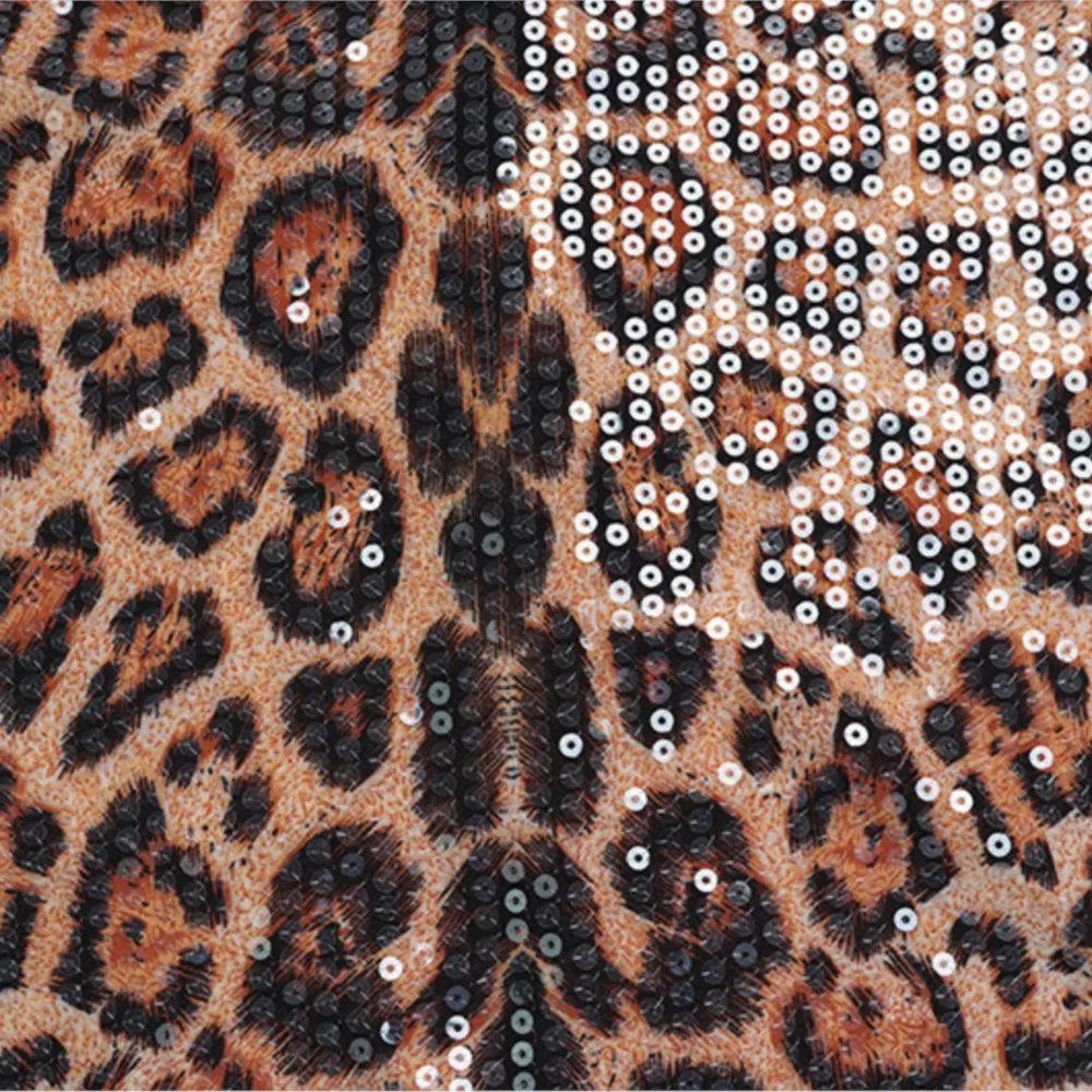 Leopard Lace Sequin Slip Dress – Women’s Backless Slim Party Dress