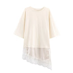 Lace Hem Loose T-Shirt – Women’s Casual Summer Top