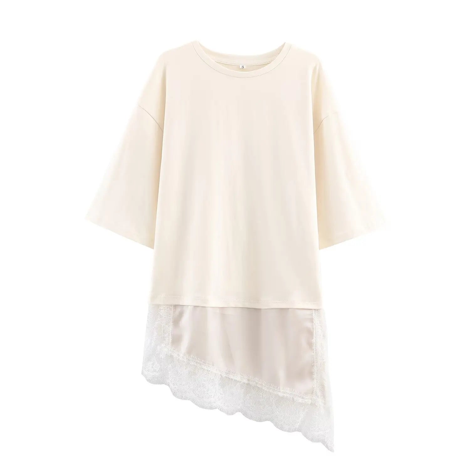 Lace Hem Loose T-Shirt – Women’s Casual Summer Top