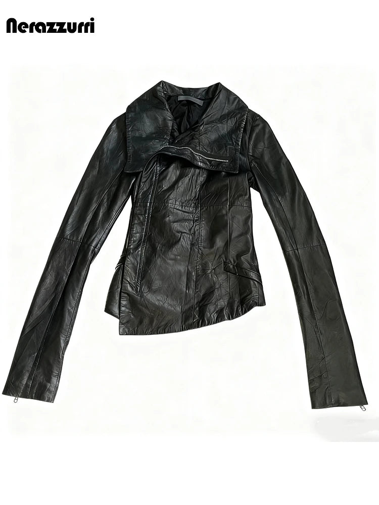 Men’s Fitted PU Leather Jacket – Black Zipper Subculture Streetwear Coat