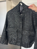 Women’s Sequin Bomber Jacket – Chic Long Sleeve Fall Outerwear