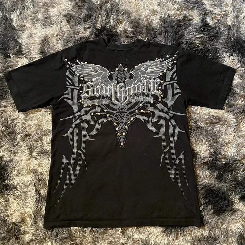 Y2K Gothic Oversized T-Shirt – Unisex High Street Graphic Cotton Top