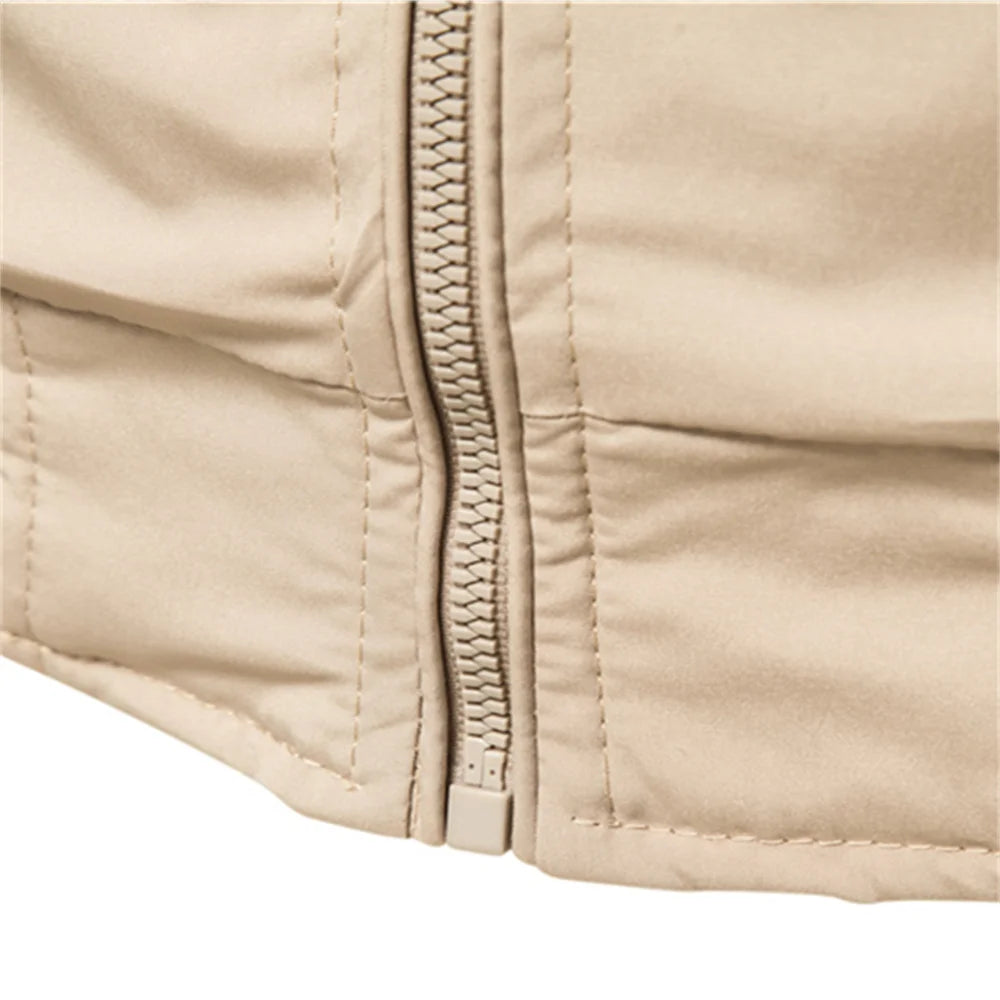 Men’s Solid Color Bomber Jacket – Slim Fit Casual Baseball Outerwear