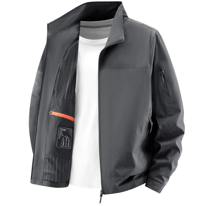 Men’s Solid Color Casual Jacket – Lightweight Spring Autumn Coat