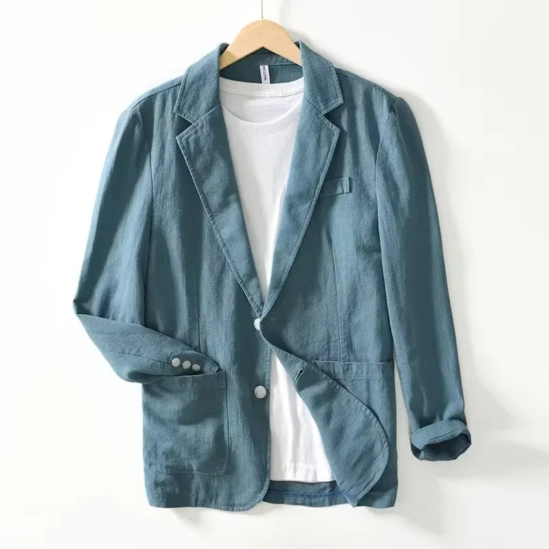 Men’s Cotton Blazer – Lightweight Black Summer Business Jacket