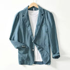 Men’s Cotton Blazer – Lightweight Black Summer Business Jacket