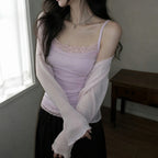 Lace Trim Patchwork Camisole – Women’s Y2K Spaghetti Strap Tank Top