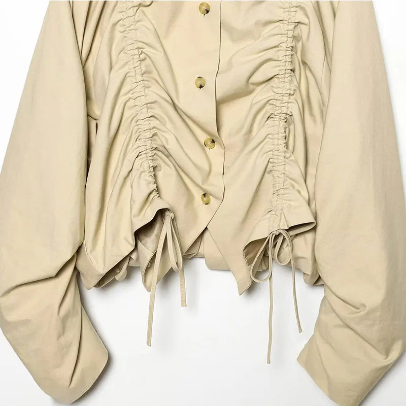 Chic Pleated Bomber Jacket – Women’s Casual Long Sleeve Coat