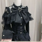Lolita Bow Lace Blouse – Women’s Black & White Long Sleeve Shirt