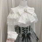 Lolita Bow Lace Blouse – Women’s Black & White Long Sleeve Shirt