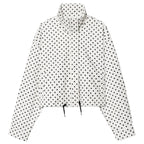 Polka Dot Bomber Jacket – Women’s Oversized Zip Up Outerwear