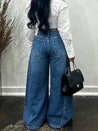 Women’s Vintage Wide Leg Jeans – Y2K Floor Length Denim Pants