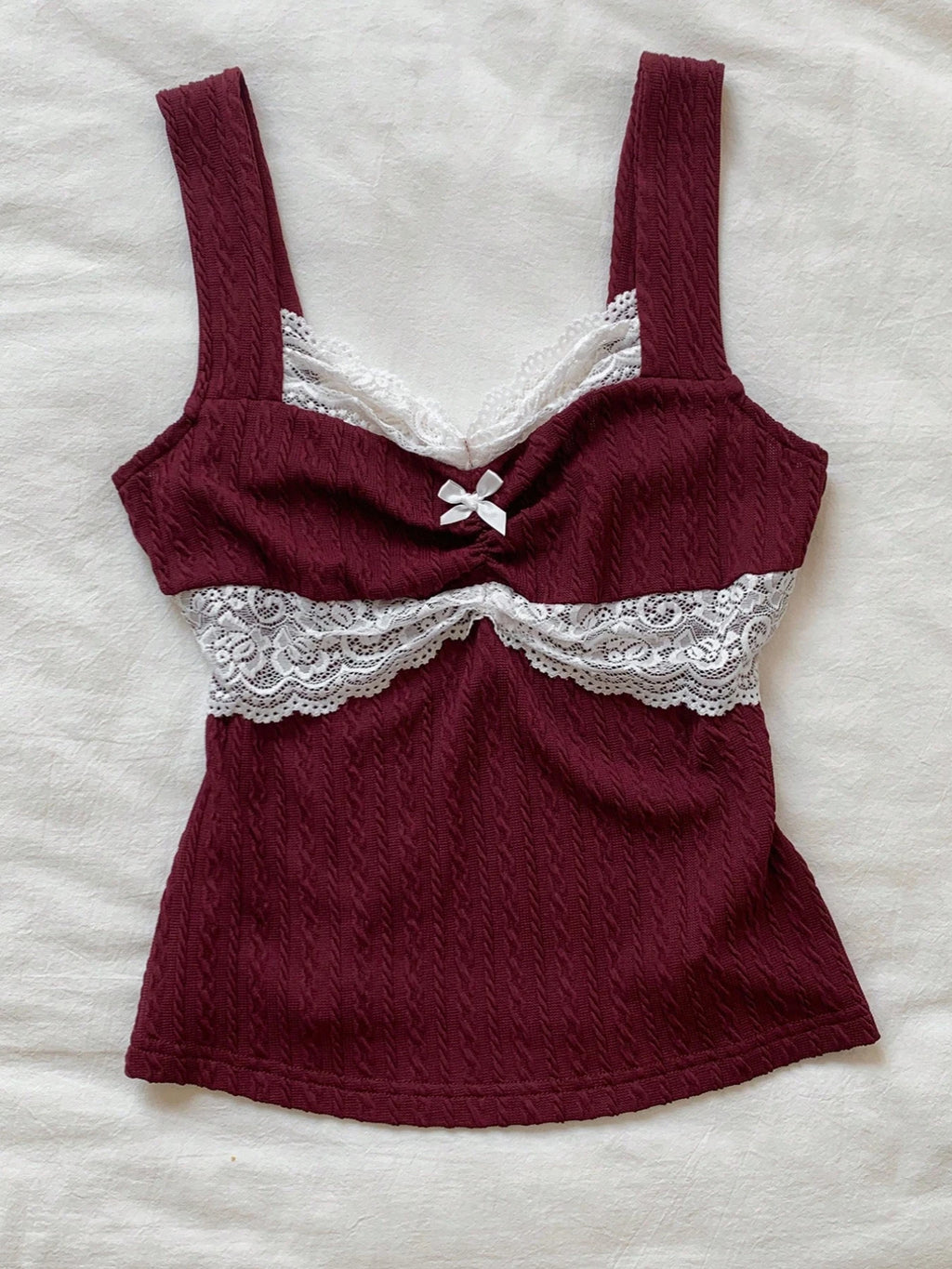 Y2K Lace Bow Patchwork Vest – Women’s Summer Versatile Top